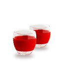 Bodum Pavina 2pc Glass Set w/ Silicone Band 100ml - Red