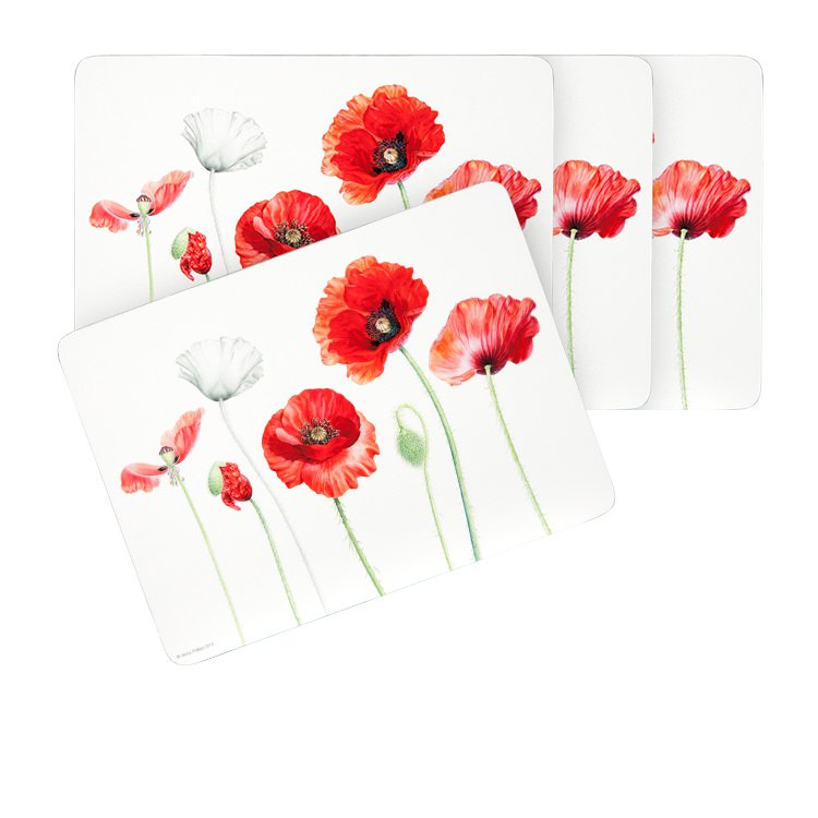 Ashdene Poppy Placemat Set of 4 Fast Shipping