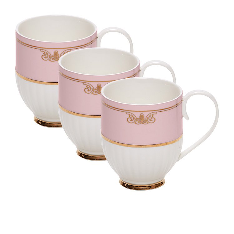 Salt & Pepper Eclectic Mug 330ml Set of 3 Pink Ribbed Fast Shipping