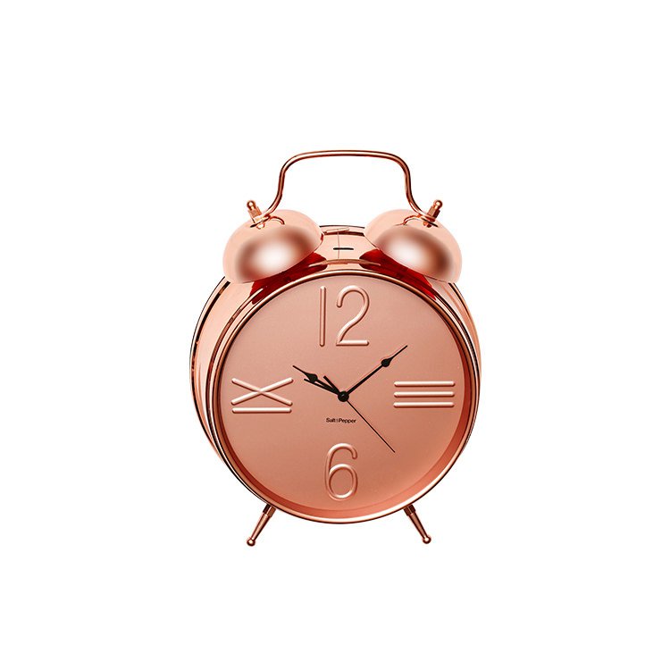 Salt & Pepper Zone Alarm Bell Clock 9cm Rose Gold Fast Shipping