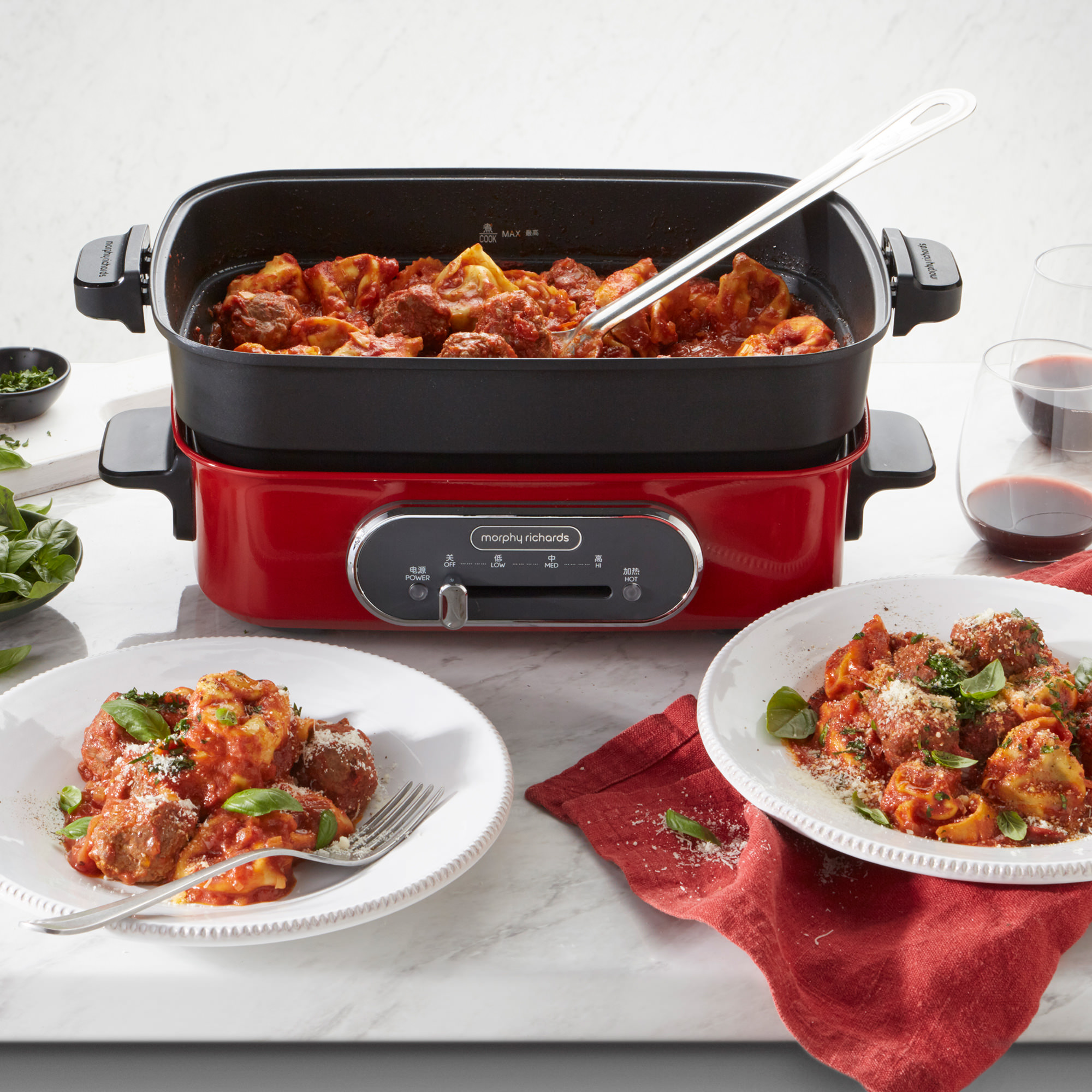 Morphy Richards Multi Function Pot Red Kitchen Warehouse