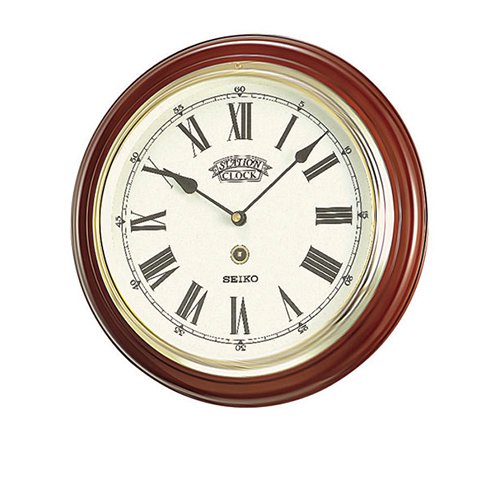 seiko roman numeral wooden round wall clock 31cm on sale now