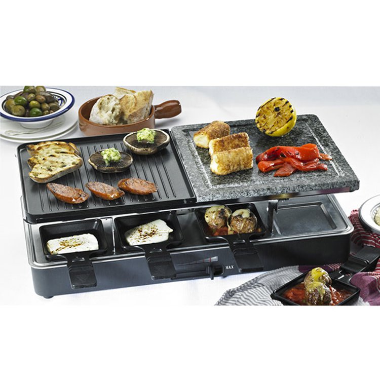 Davis & Waddell 8 Person Electric Party Grill and Raclette Black On