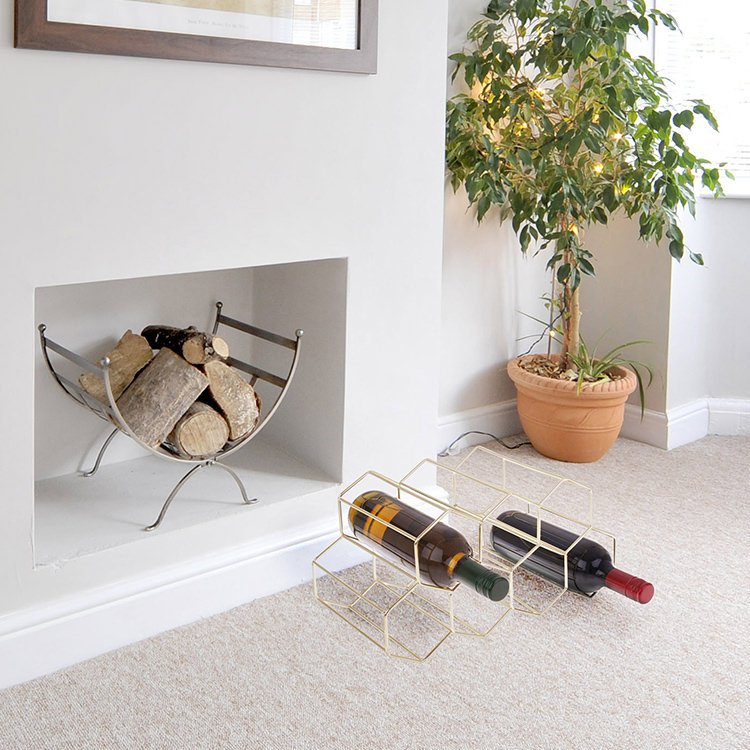 Hexagonal Wine Rack 9 Bottle Gold Kitchen Warehouse™