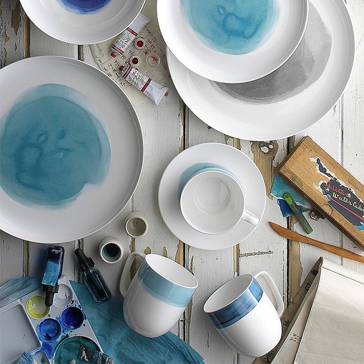 Ecology Watercolour Aqua Dinner Set 12pc On Sale Now!