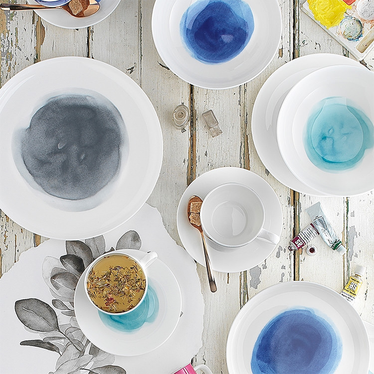 Ecology Watercolour Dinner Set 12pc Ocean Blue Kitchen Warehouse™