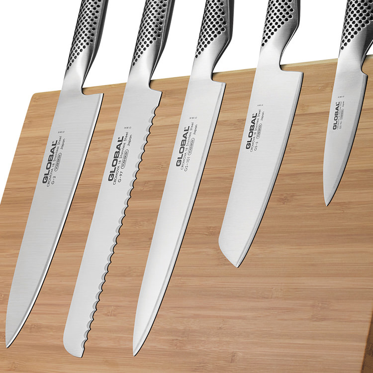 Global Takumi 6pc Knife Block Set Bamboo Kitchen Warehouse