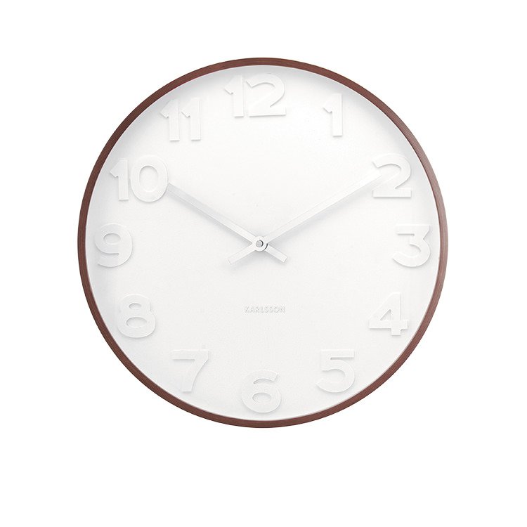 Karlsson Mr White Numbers Wood Wall Clock Small Fast Shipping