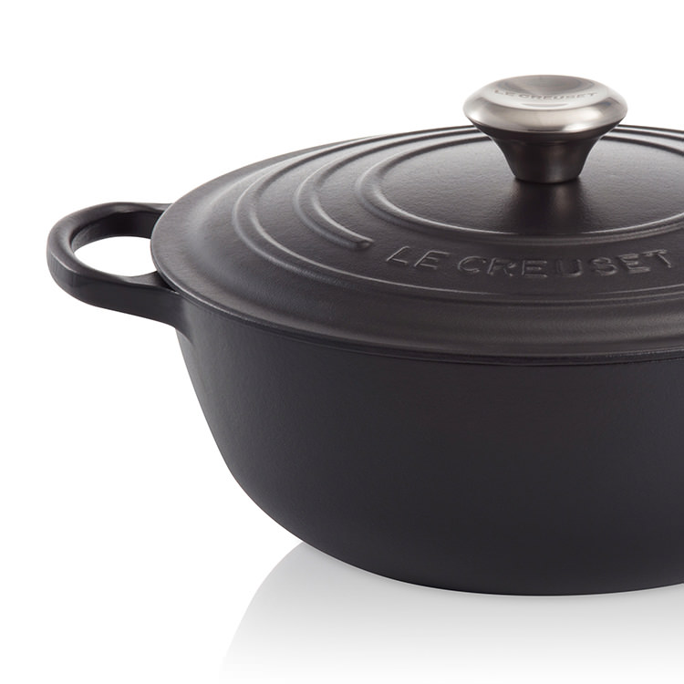 Le Creuset Signature Cast Iron Marmite 26cm 4.1L Satin Black Kitchen Warehouse