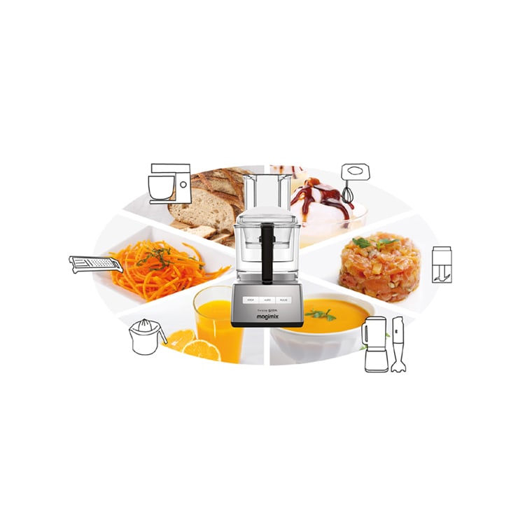 Magimix 5200XL Food Processor Matte Chrome w/ XL Feed Tube