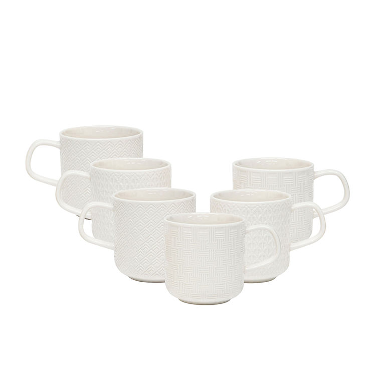 Salt & Pepper Emboss 6pc Mug Set 300ml Kitchen Warehouse